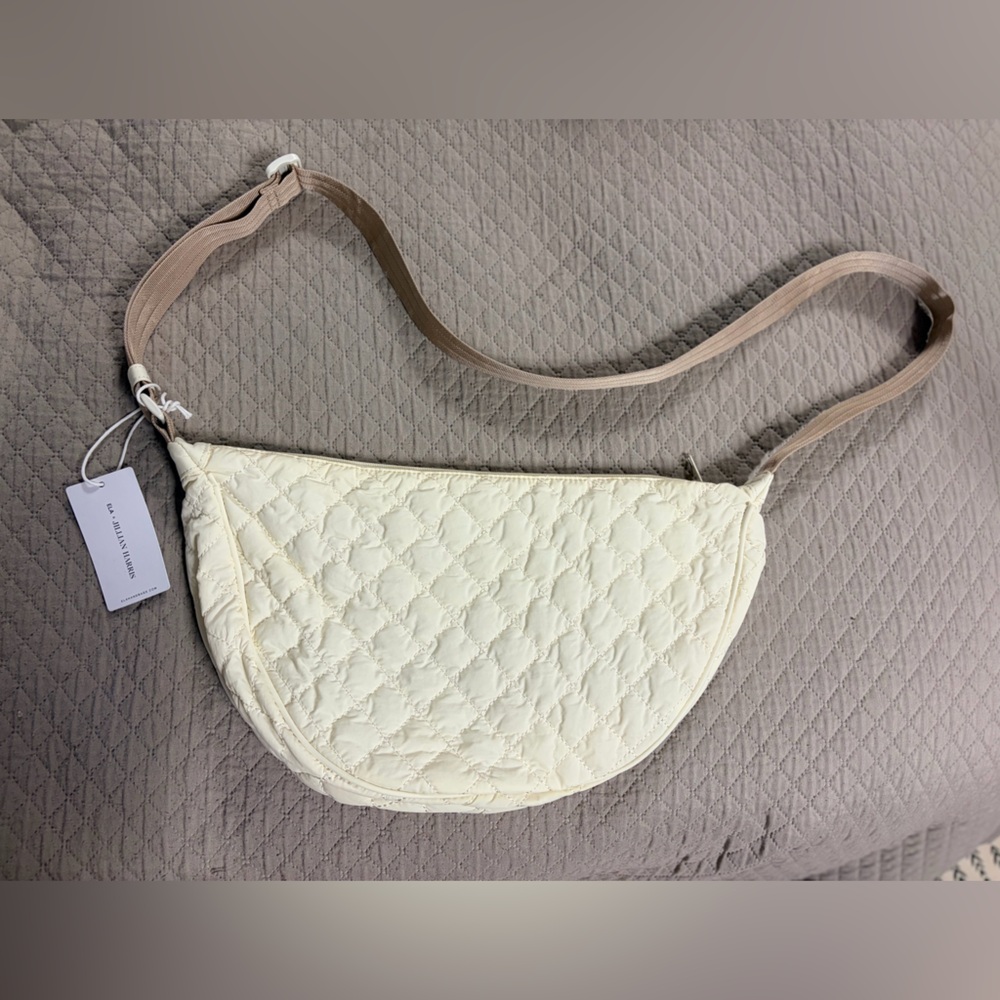 ela x Jillian Harris Cream Quilted Crossbody Bag